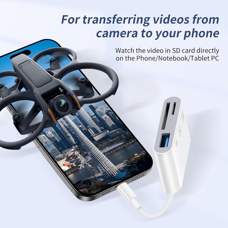 ROKO USB C SD Card Reader,USB C for iPhone 15 16/iPad/Mac/Laptop，3 in 1 sd Card Reader with Dual Slots & USB Port for Mac MacBook Pro/Air/Mini Android Laptop More USBC Typec Devices - Image 5